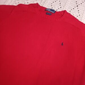 Polo Ralph Lauren Crew Neck Knit Sweater Men XL Red Embroidered Pony Preppy Warm